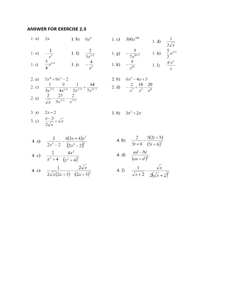 Answer For Exercise 2.3 | PDF