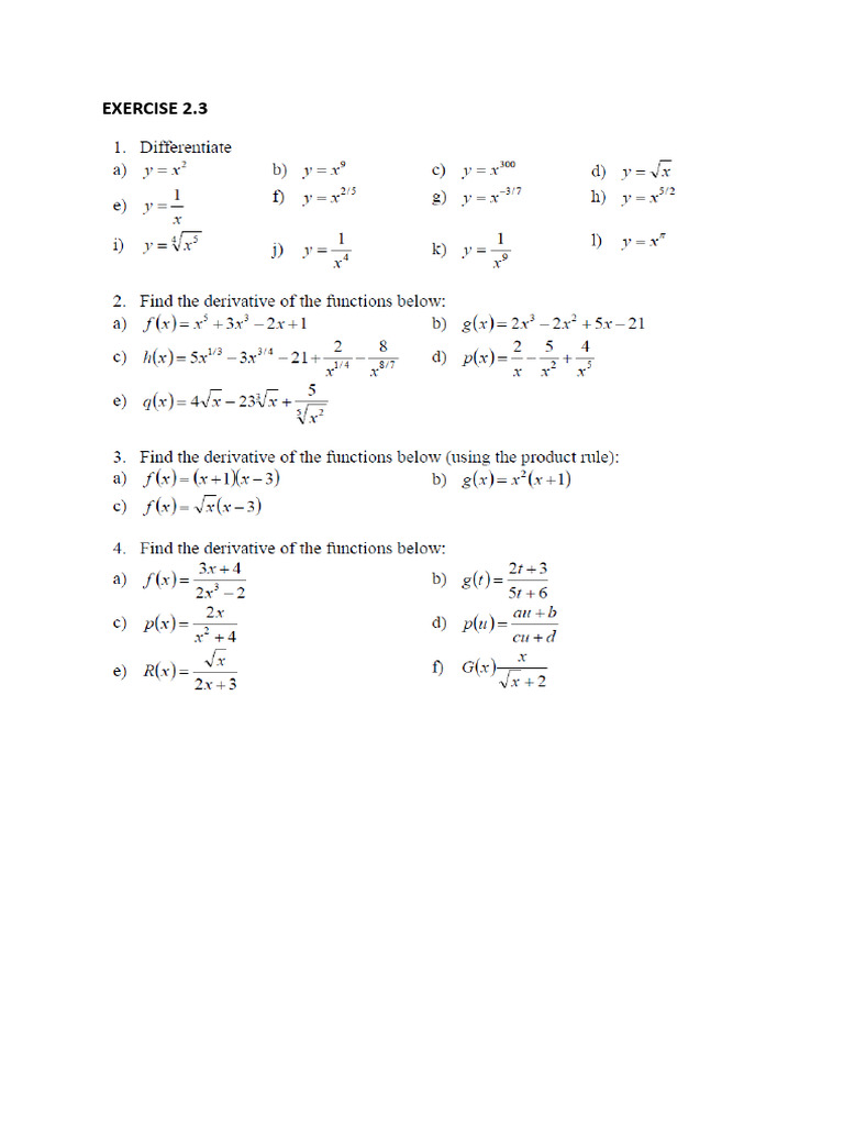 Exercise Chapter 2.3 | PDF