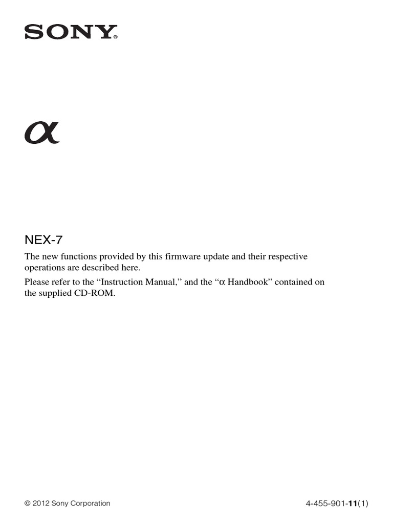 NEX-7 Firmware Update Features | PDF