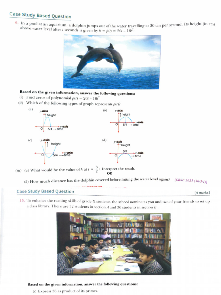 Case Study Questions for Grade X Students | PDF | Mathematics