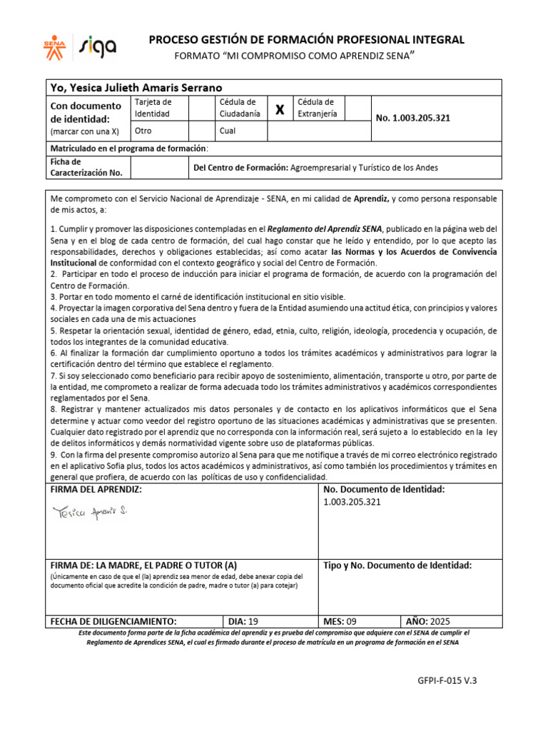 Compromiso Aprendiz SENA 2025 | PDF
