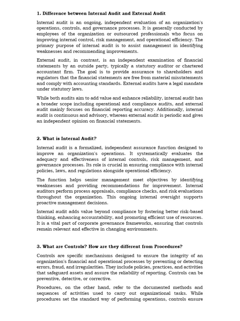 Internal vs External Audit Explained | PDF | Audit | Internal Audit