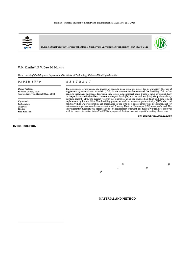 IJEE Volume 11 Issue 2 Pages 146-151 | PDF | Concrete | Cement