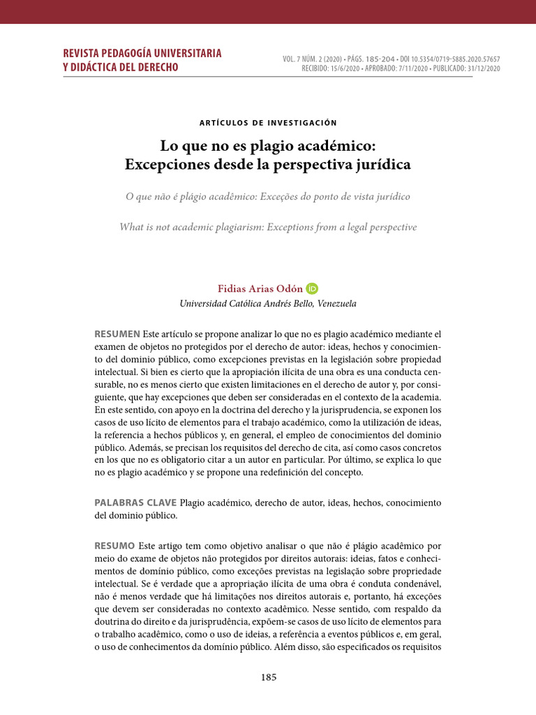 Excepciones al Plagio Académico Jurídico | PDF | Derechos de autor ...