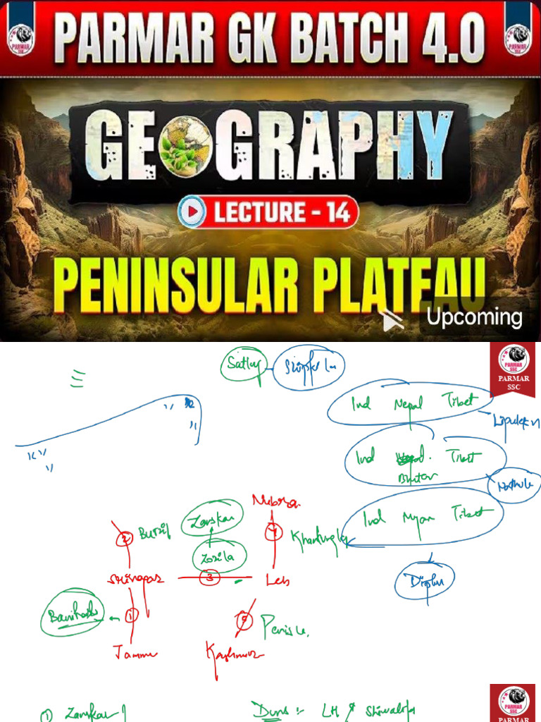 Peninsular Plateau (Class PDF + MCQ) | PDF