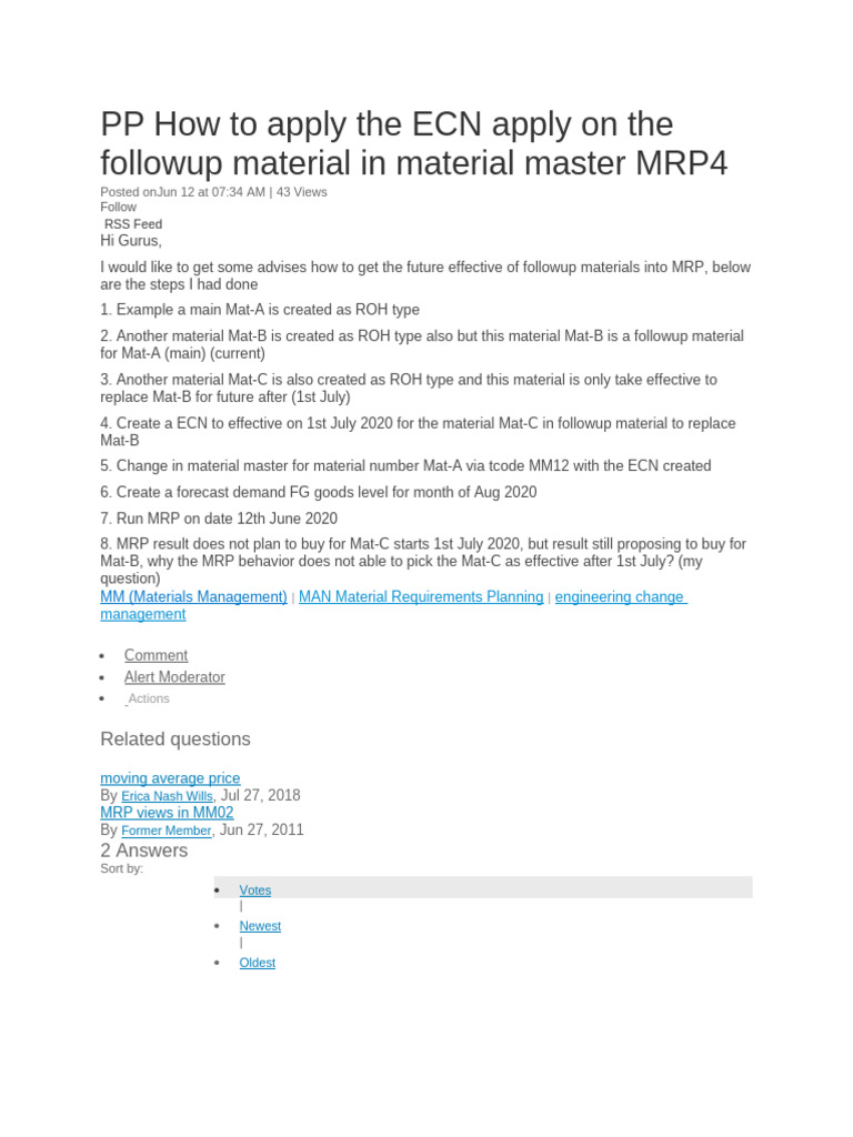 ECN Application for MRP Follow-Up Materials | PDF
