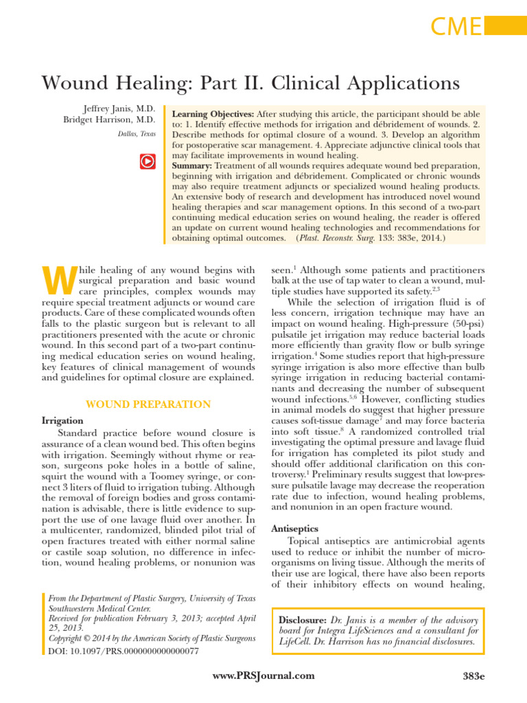 2014-03wound Healing Part II Clinical Applications | PDF | Wound | Scar