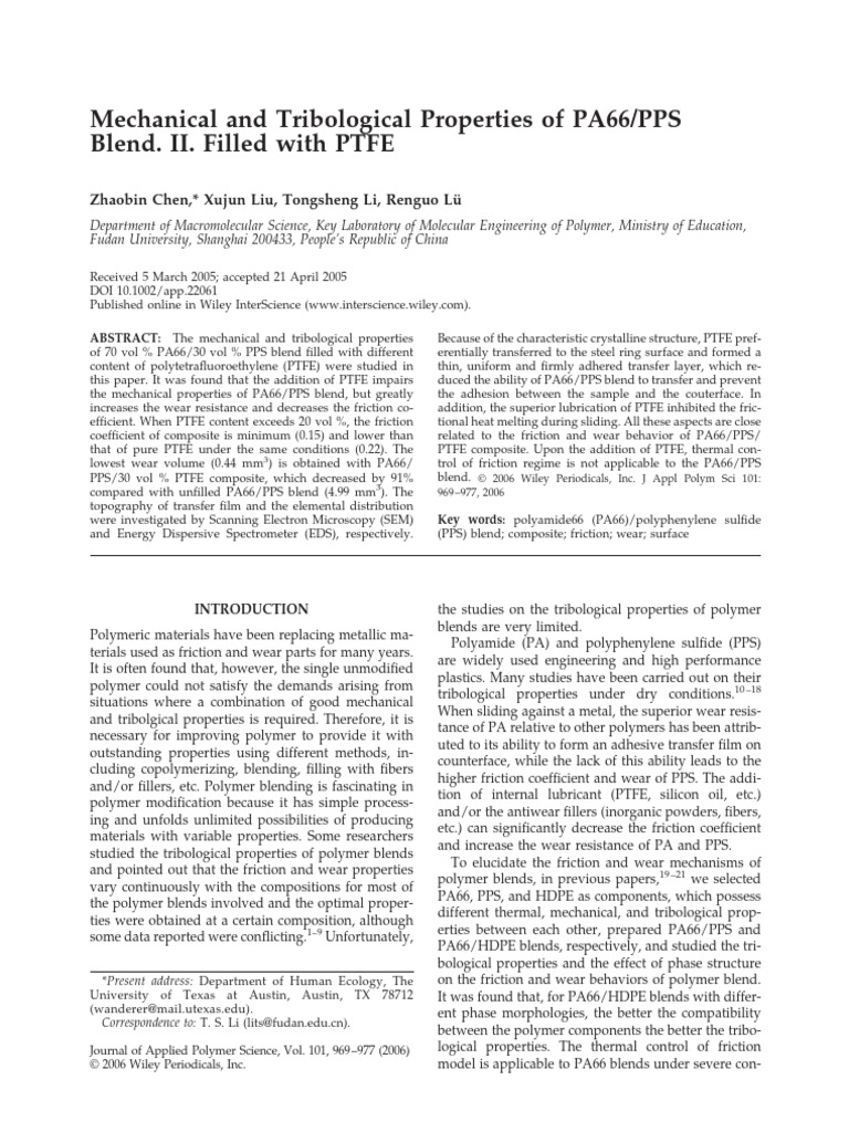 Paper - 2005 - Mechanical and tribological properties of PA66 PPS blend ...