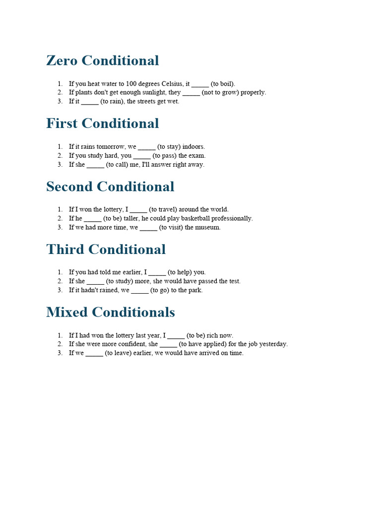 English Conditional Sentences Guide | PDF