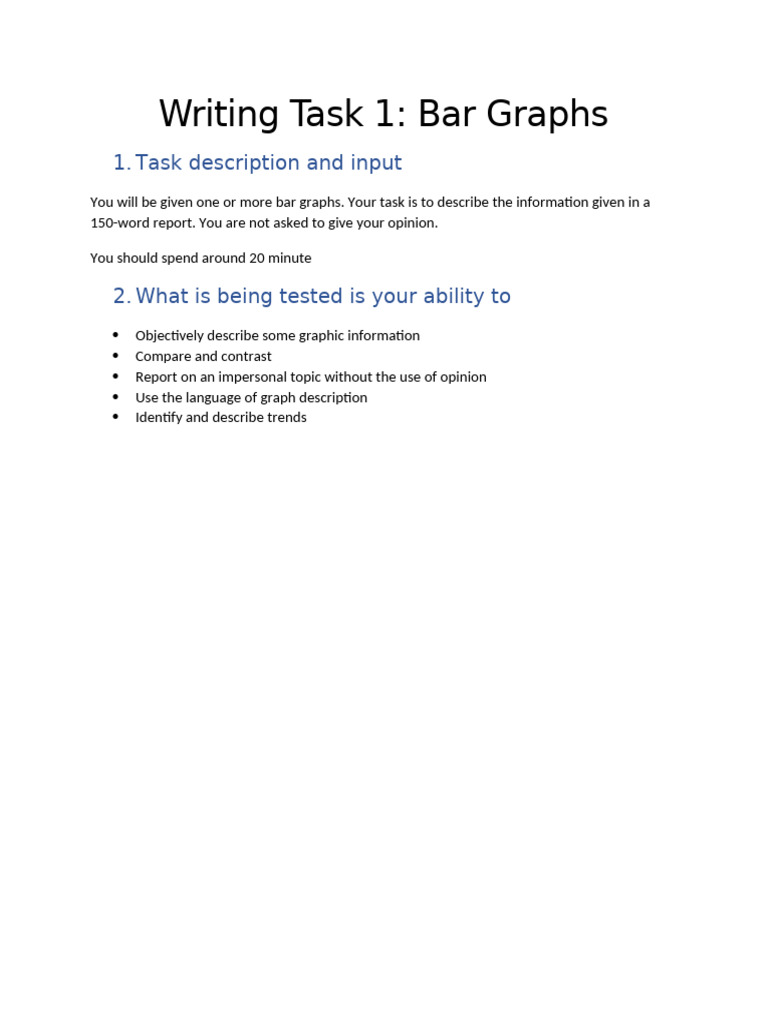 Writing Task 1 Bar Graphs | PDF
