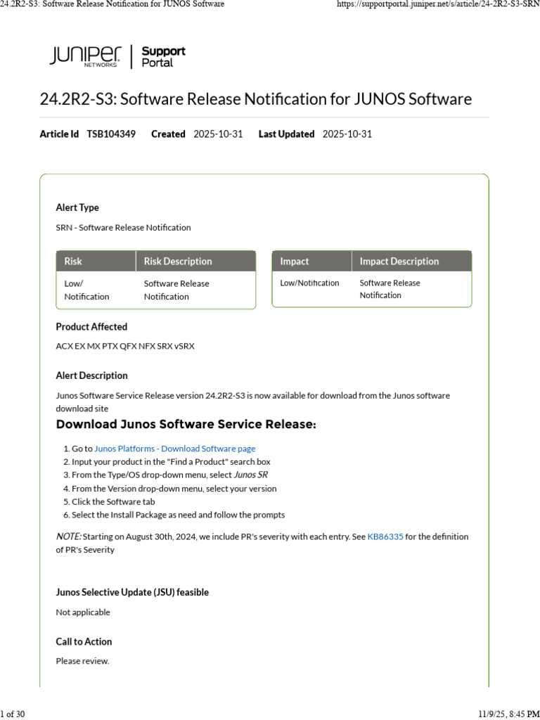 JUNOS 24.2R2-S3 Release Notes | PDF | Networking | Multiprotocol Label ...