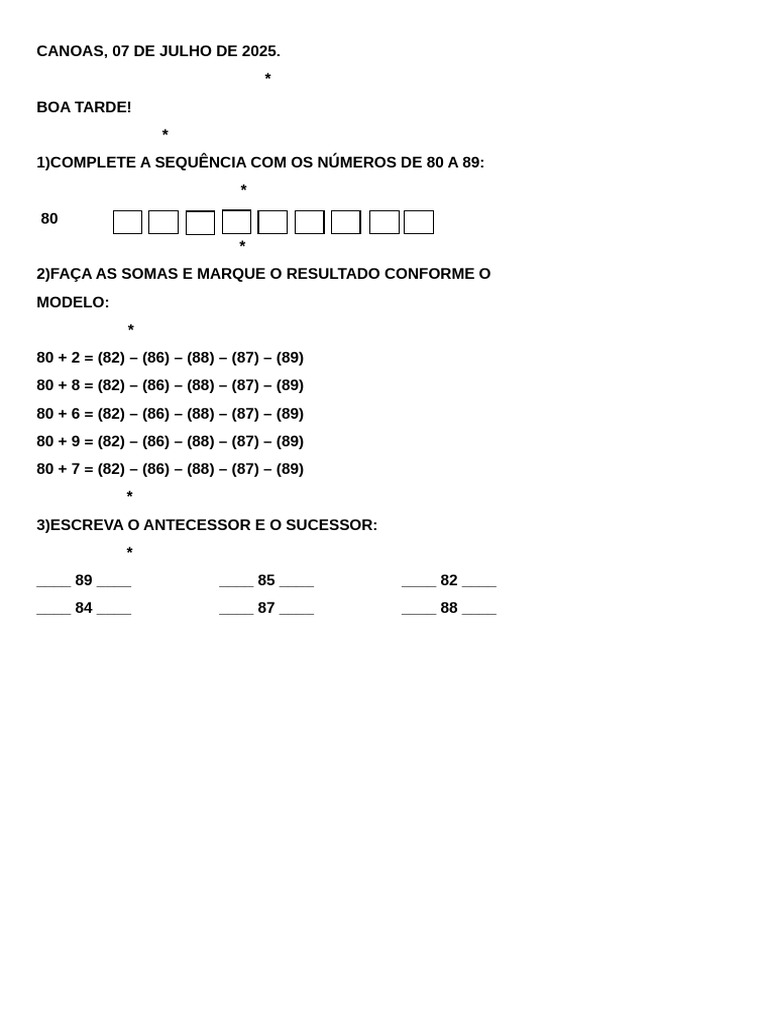 Atividades 80 a 89 | PDF