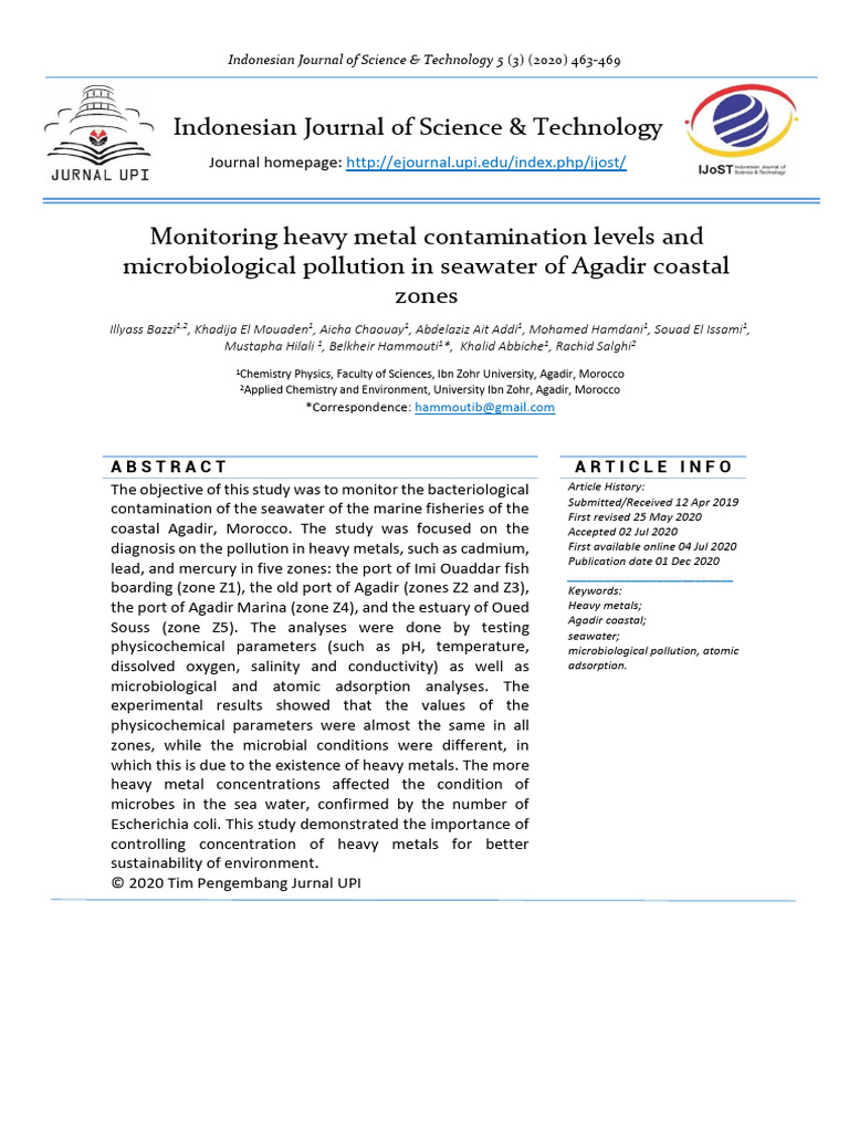 Heavy Metal and Microbial Pollution in Agadir Seawater | PDF | Atomic ...
