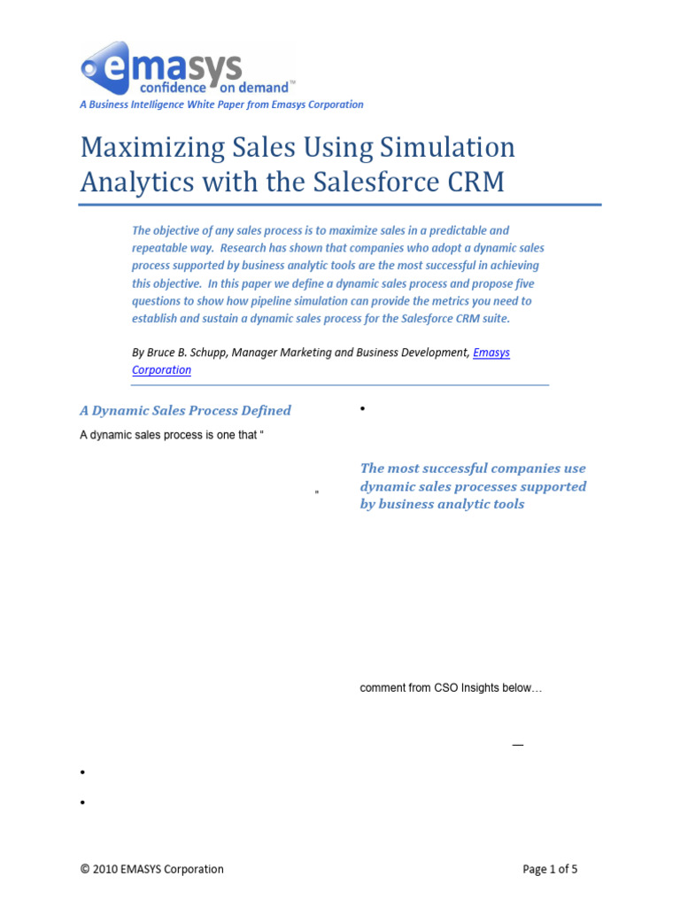 Maximize Sales with Salesforce Analytics | PDF | Simulation | Customer ...
