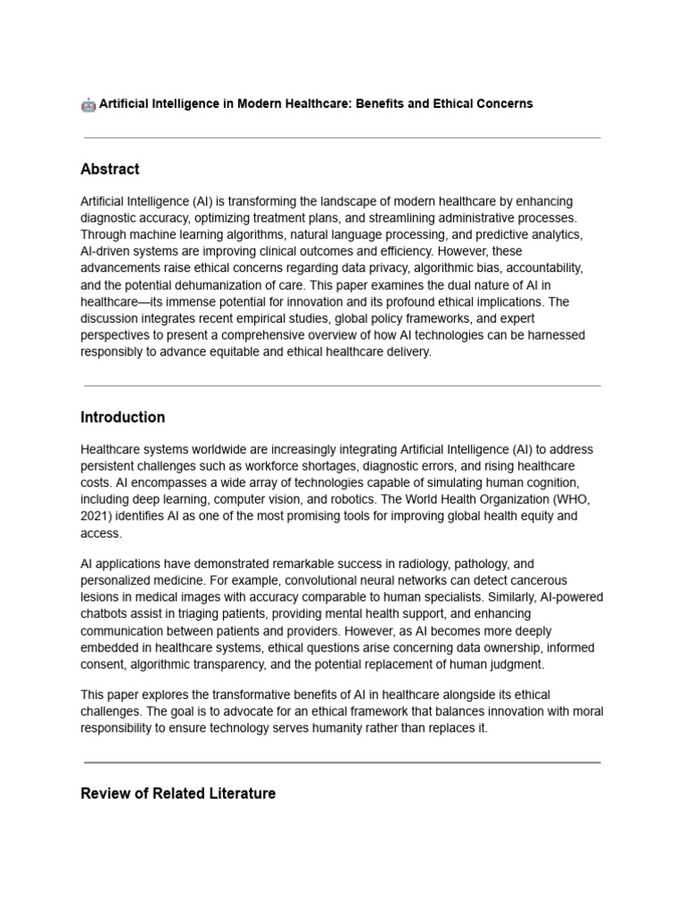 AI's Impact on Healthcare Ethics & Benefits | PDF | Artificial ...