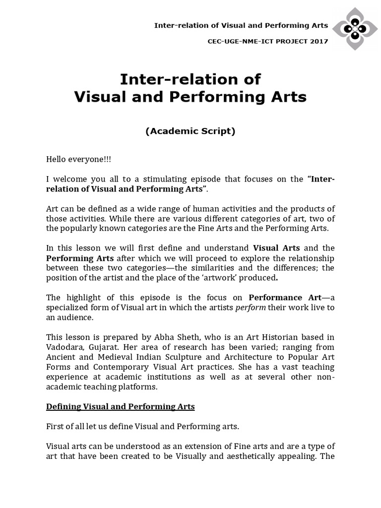 Interreltion of Visual and Performing Arts | PDF | The Arts ...