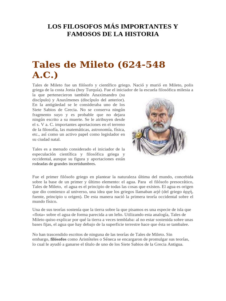 Los Filosofos Más Importantes y Famosos de La Historia | PDF | Agustín ...