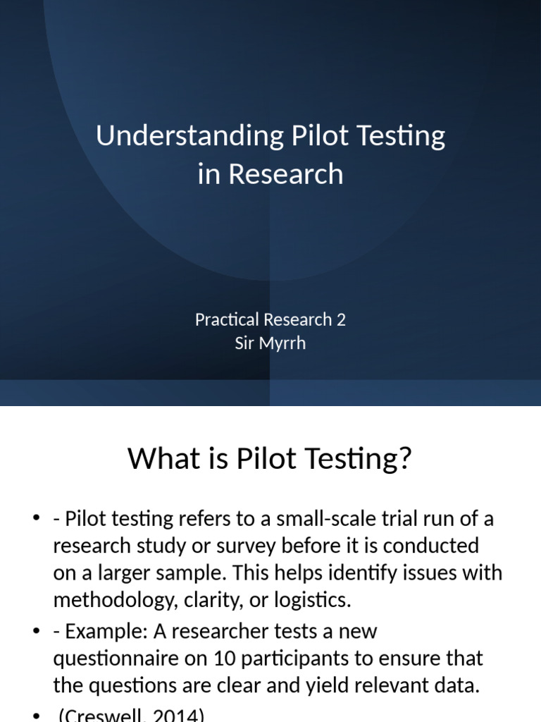 Pilot Testing in Research Explained | PDF | Survey Methodology | Psychology