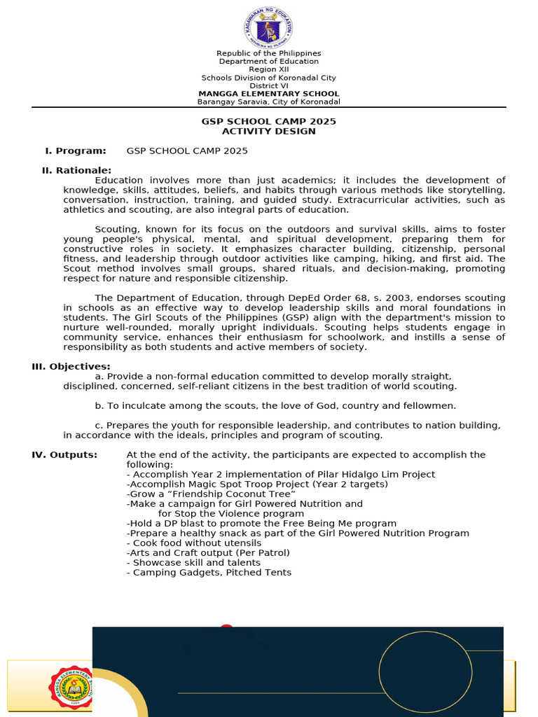 Camp 2025 Training Design | PDF | Scouting