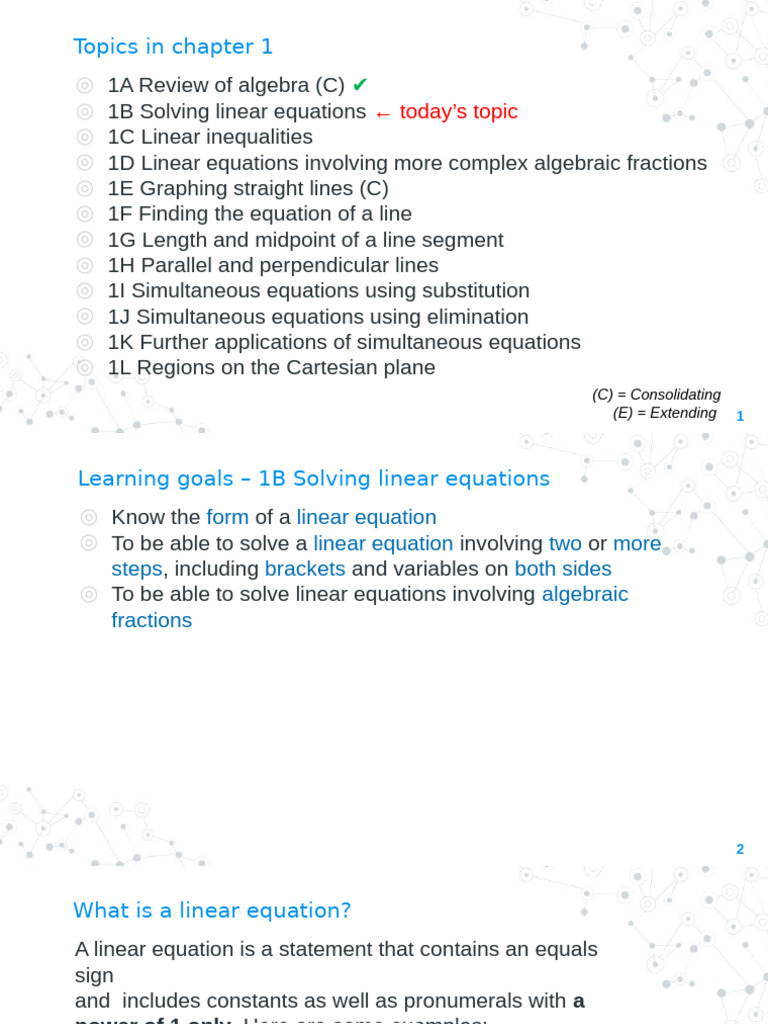 Linear Equations Math Presentation | PDF | Equations | System Of Linear ...