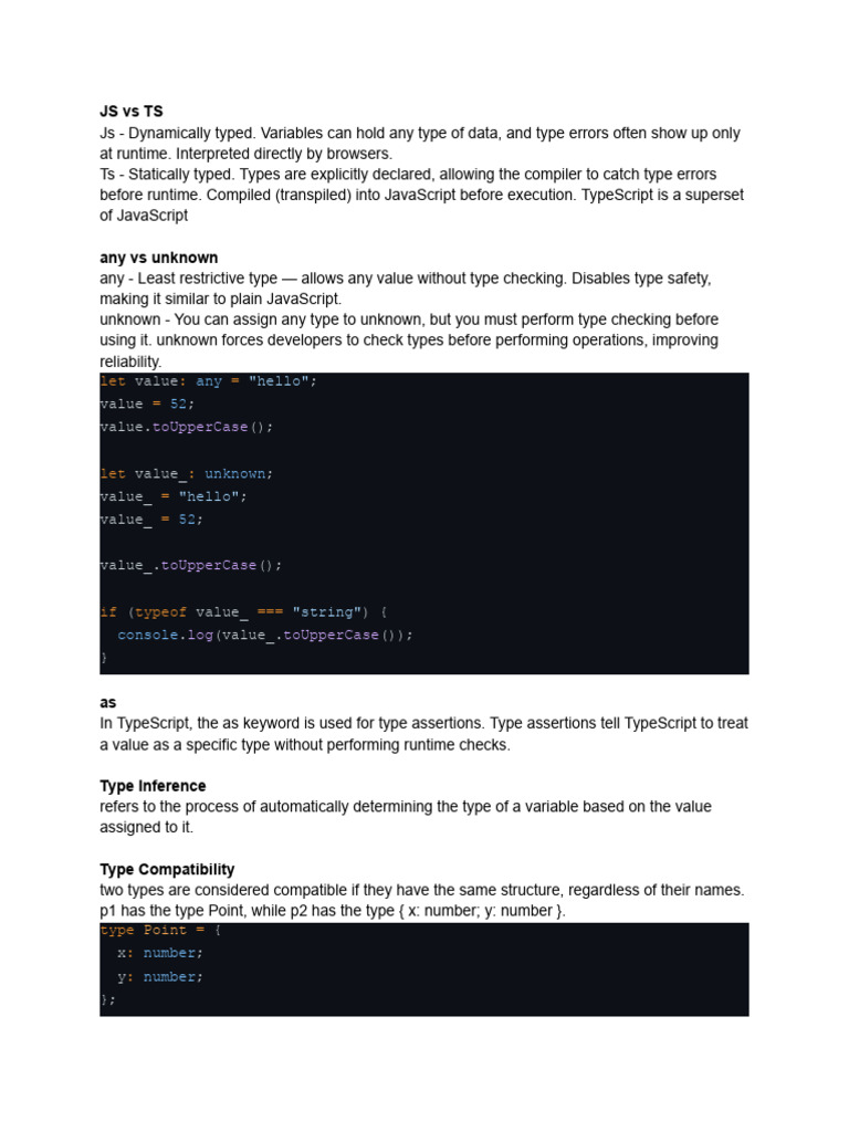 JS vs TS: Key Differences Explained | PDF | Java Script | Software ...