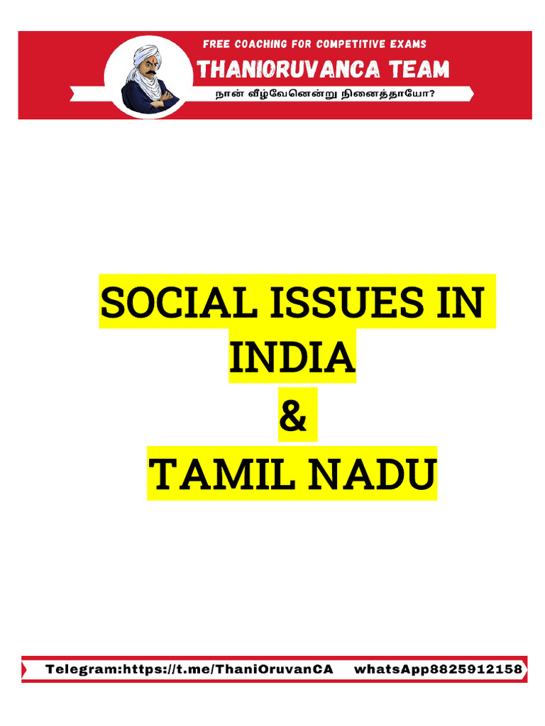 Social Issues in India and Tamil Nadu | PDF | Unemployment | Poverty