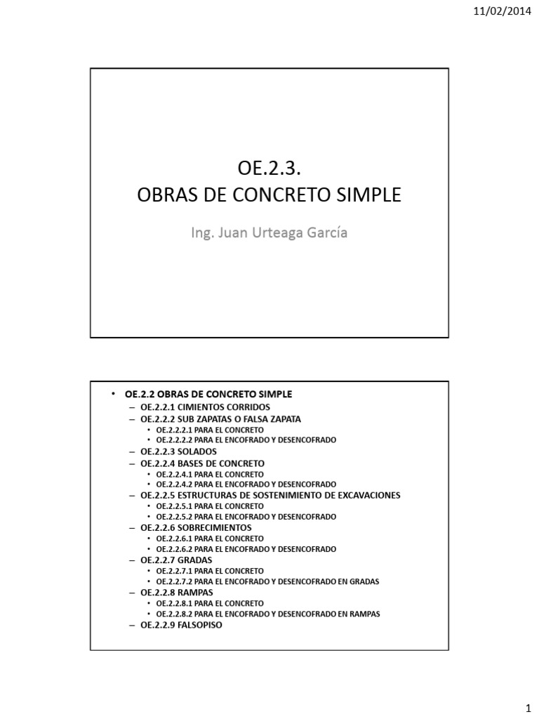 6.1.-Obras de Concreto Simple | PDF | Fundación (Ingeniería) | Hormigón