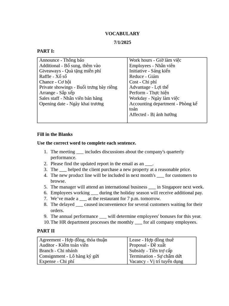 Vocabulary | PDF