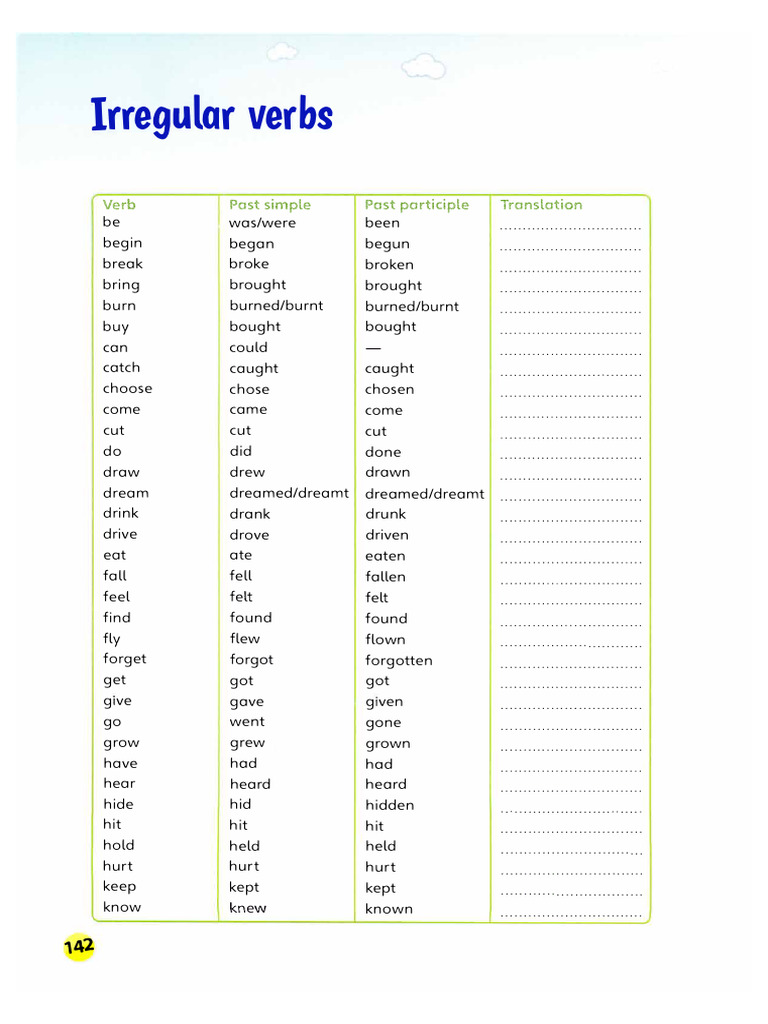 Irregular Verbs Checklist | PDF | Linguistic Typology | Language Families