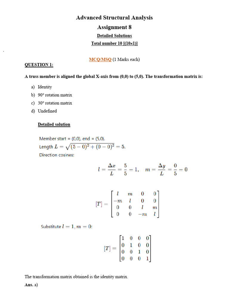 Assignment Week 8 - Full Solutions | PDF | Stiffness | Mathematical Physics