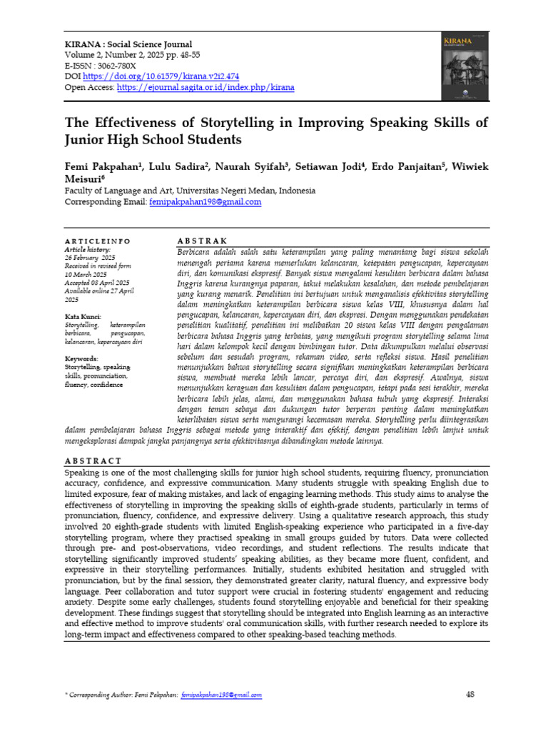 Storytelling Boosts Junior High Speaking Skills | PDF | English As A ...