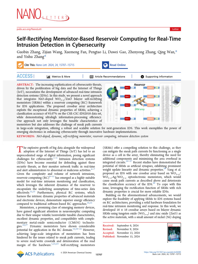 Self-Rectifying Memristor-Based Reservoir Computing For Real-Time | PDF ...