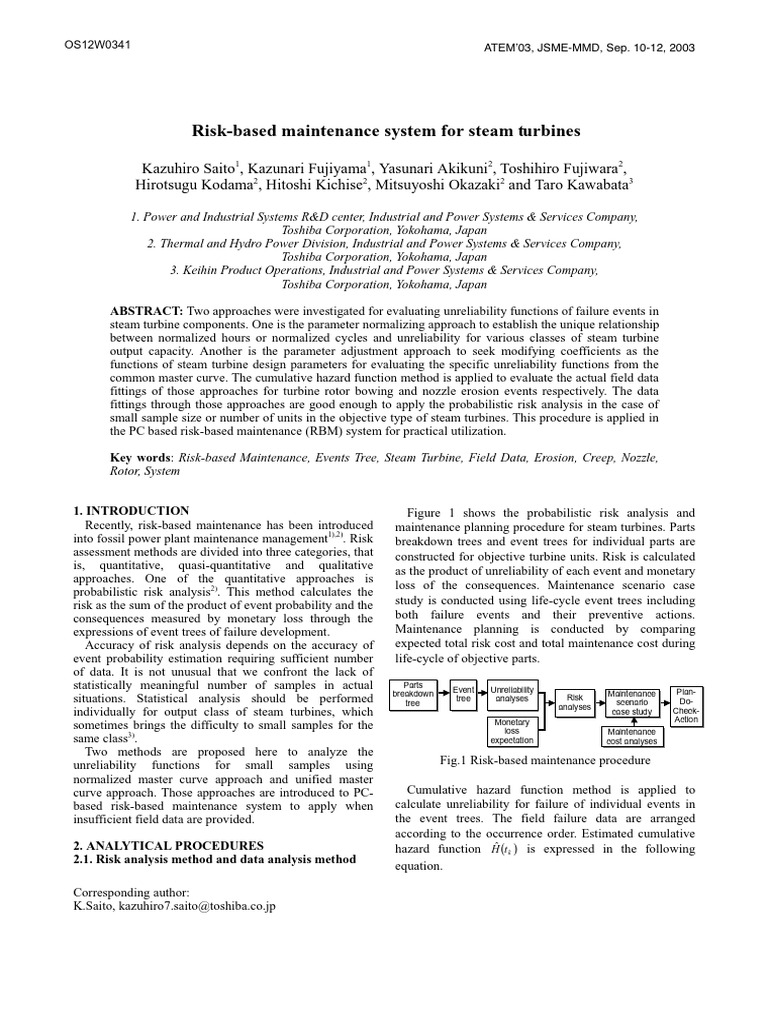 Risk-Based Maintenance for Steam Turbines | PDF | Risk | Statistics