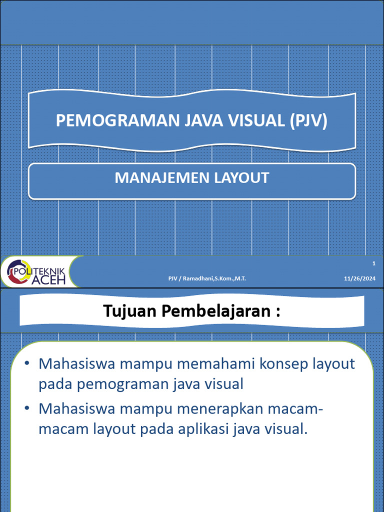 Manajemen Layout dalam Pemrograman Java | PDF
