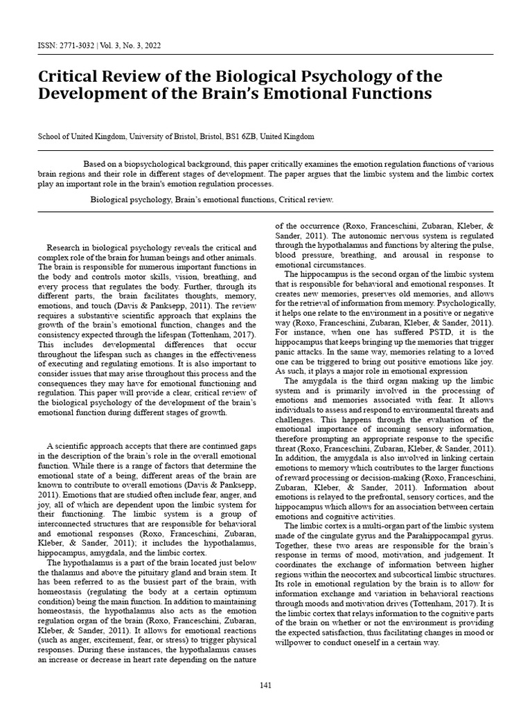 Brain Development and Emotion Regulation | PDF | Limbic System | Emotions