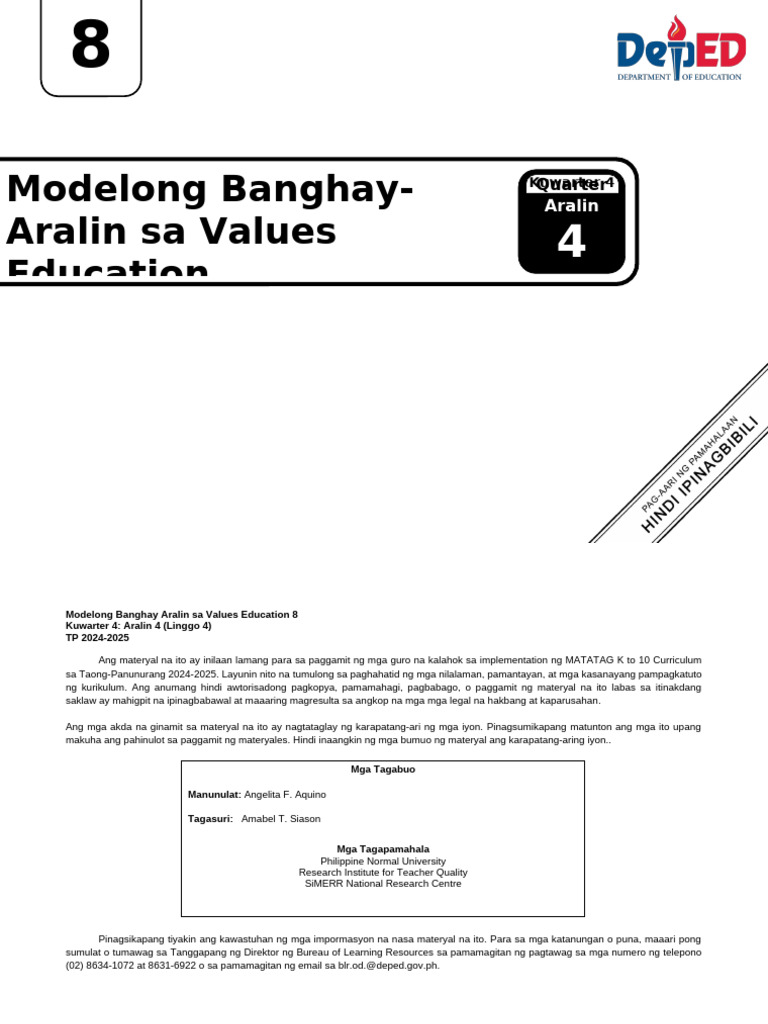 Q4 LE VE 8 Lesson 4 Week 4 | PDF
