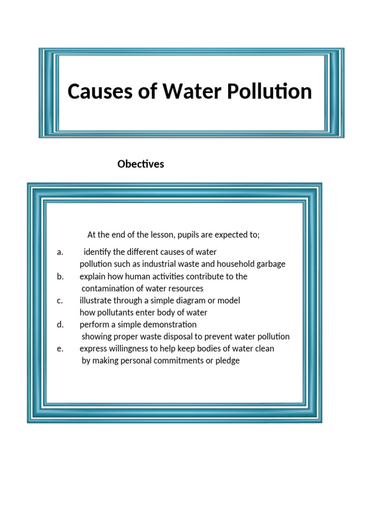 Causes of Water Pollution Outline | PDF