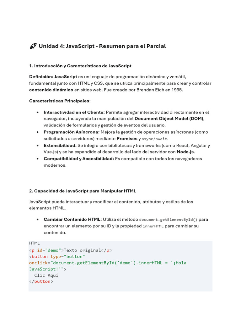 Unidad 4: Javascript - Resumen para El Parcial: P P Button | PDF ...