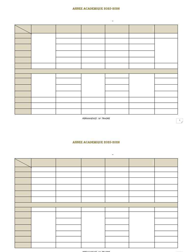 Emploi du temps M1 et M2 - Nov 2025 | PDF