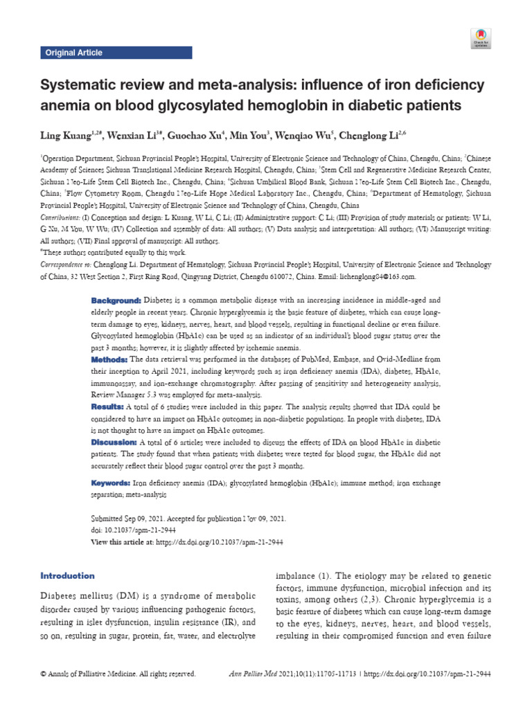 Kuang L, Li W, Xu G, You M, Wu W, Li C. | PDF | Glycated Hemoglobin ...