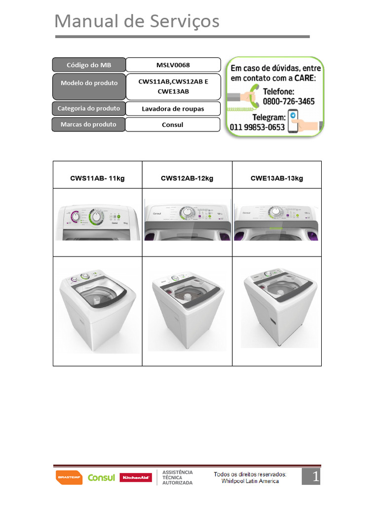 Manual de Serviços Lavadoras Consul | PDF | Válvula