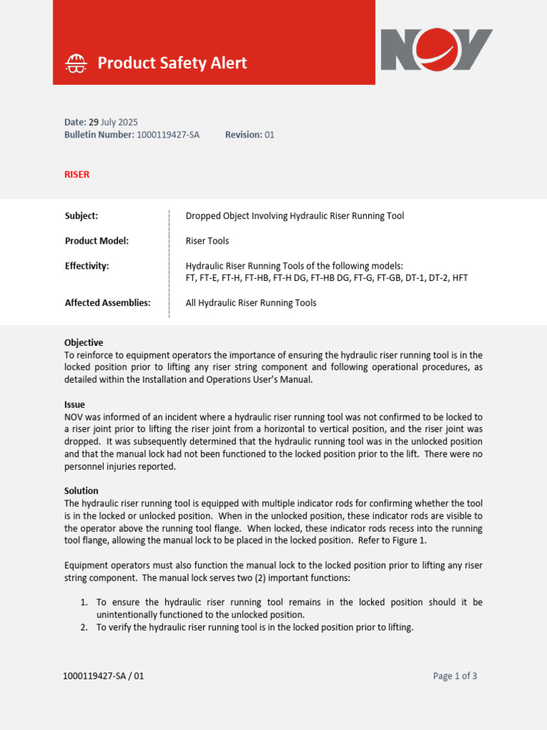 1000119427-SA - Dropped Object Involving Hydraulic Riser Running Tool ...