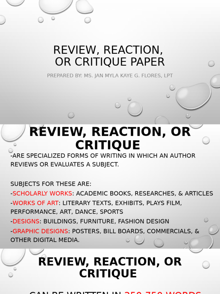 Guide to Writing Reviews and Critiques | PDF | Feminism | Gender Studies