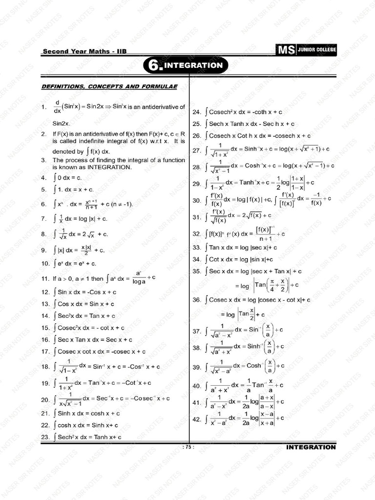 Integration - MATHS 2B | PDF