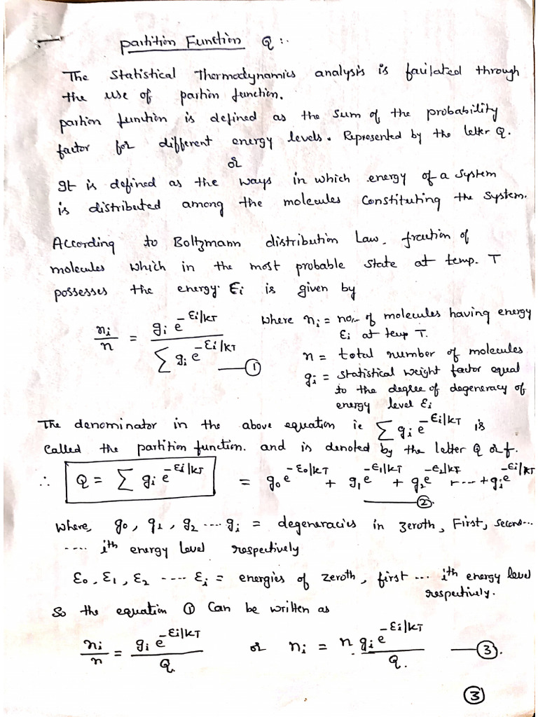 Partition Function and Its Significance | PDF
