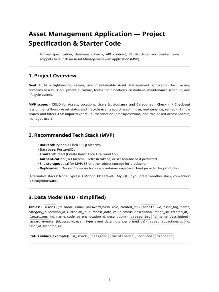 Asset Management App - Spec & Starter Code | PDF | Databases | String ...