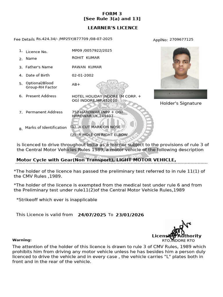 Learner Licence | PDF