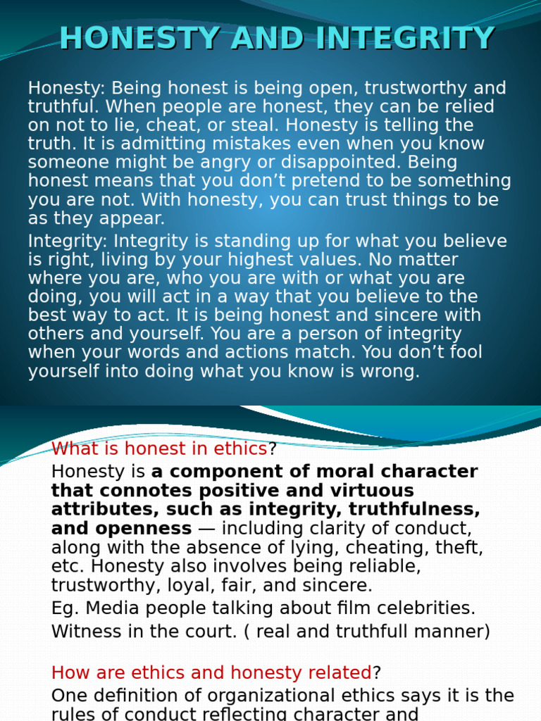 Honesty, Integrity, and Personal Growth | PDF | Social Psychology ...