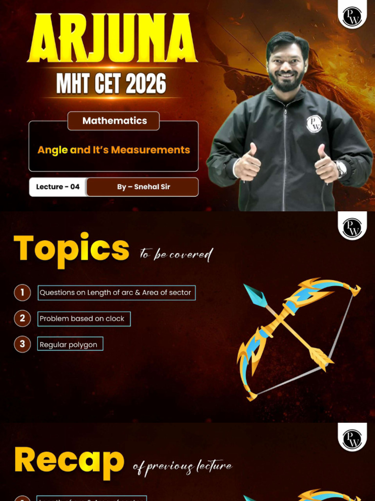 Angle and Its Measurement 04 - Class Notes - Arjuna MHTCET 2026 | PDF