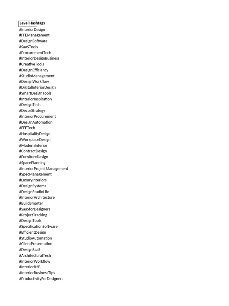 Essential Hashtags for Interior Design | PDF